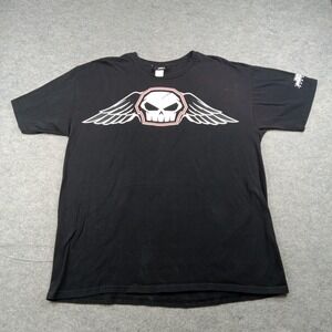 No Fear Shirt Mens XL Black Skull Wings Logo Graphic Tee Preshrunk Cotton